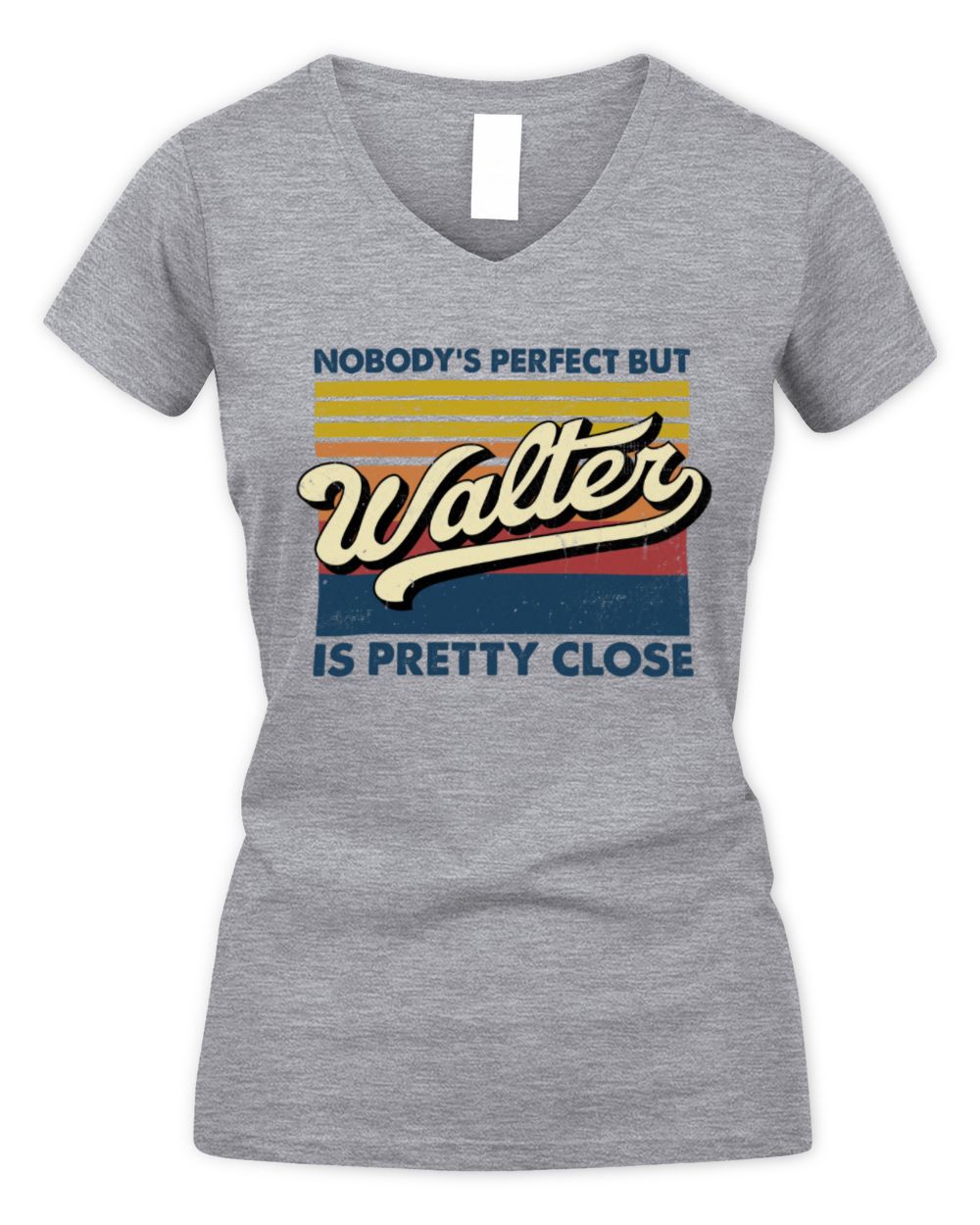 Nobody's Perfect But Your Name Is Pretty Close Retro Shirt WALTER M1-65 / Women's V-Neck T-Shirt / sport grey