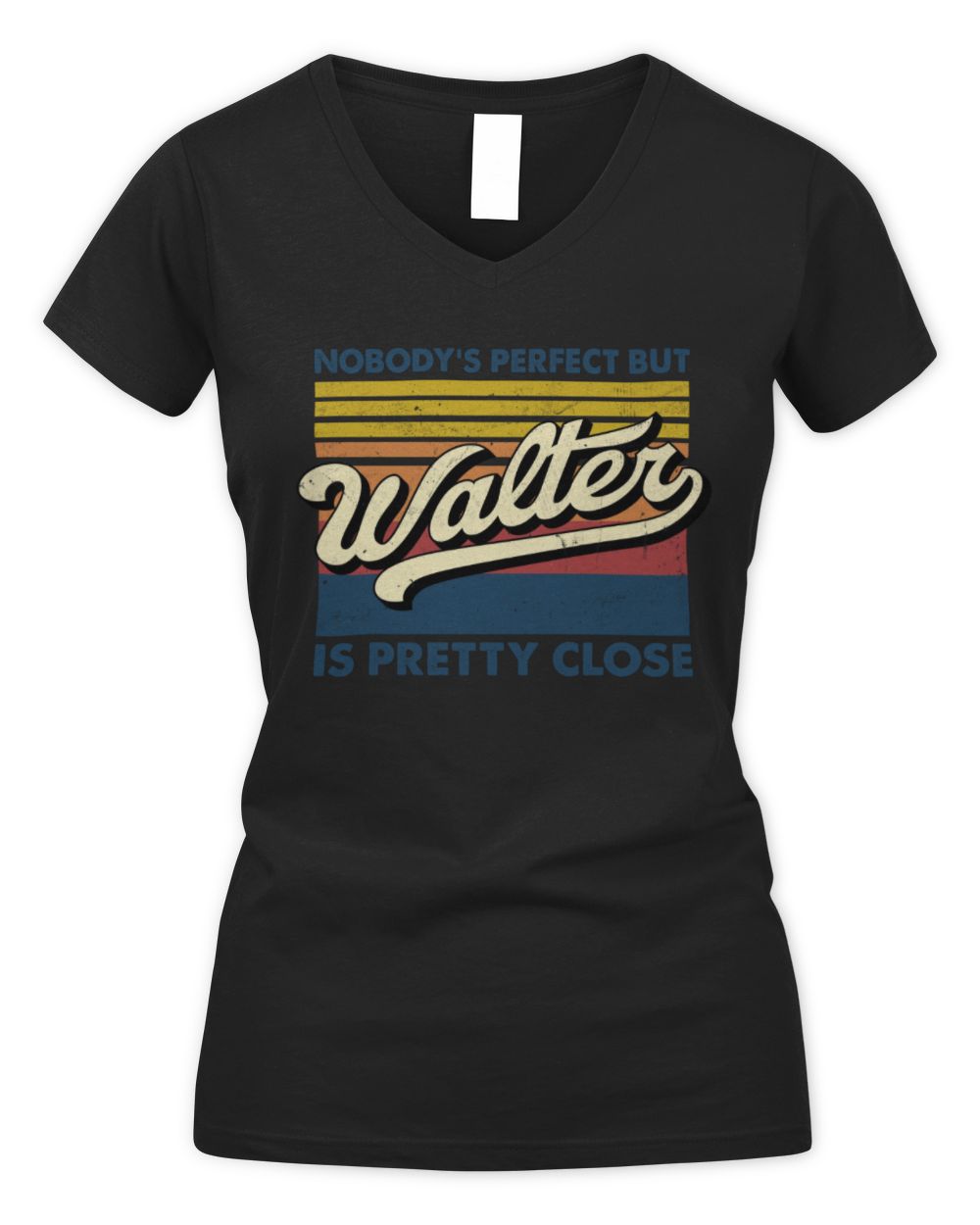 Nobody's Perfect But Your Name Is Pretty Close Retro Shirt WALTER M1-65 / Women's V-Neck T-Shirt / black
