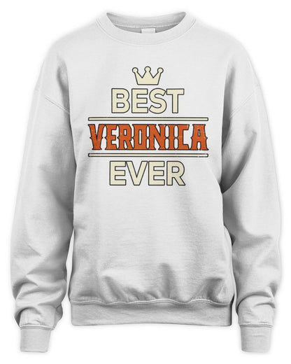 Best Your Name With Crown Shirt VERONICA M1-59 / Unisex Sweatshirt / white