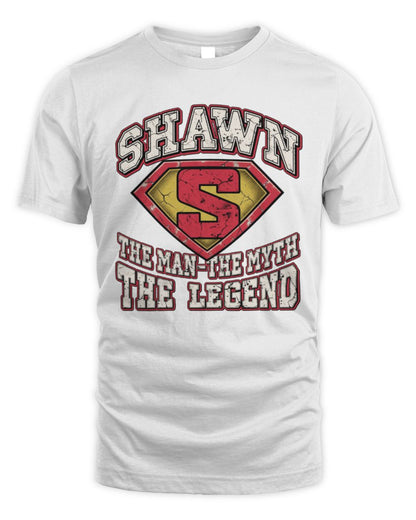 The Man The Myth The Legend Superman Graphic T-Shirt SHAWN M1-74 / Unisex Standard T-Shirt / white