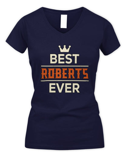 Best Your Name With Crown Shirt ROBERTS M1-59 / Women's V-Neck T-Shirt / navy