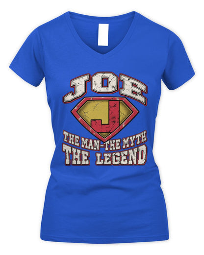The Man The Myth The Legend Superman Graphic T-Shirt JOE M1-74 / Women's V-Neck T-Shirt / royal