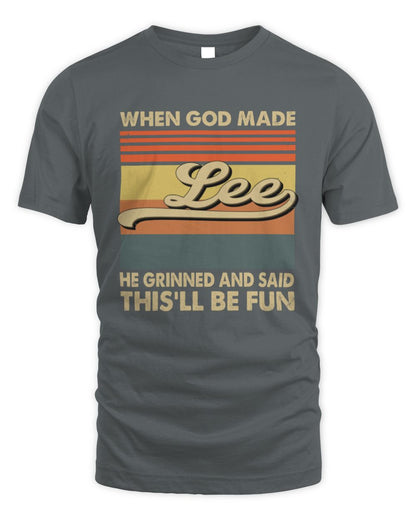 When God Made Your Name He Grinned Vintage T-Shirt LEE M1-55 / Unisex Standard T-Shirt / charcoal