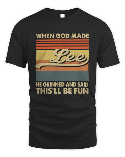 When God Made Your Name He Grinned Vintage T-Shirt LEE M1-55 / Unisex Standard T-Shirt / black