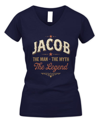 I'm Name I'm Not Rude I Just Have The Balls Funny T-Shirt JACOB M1-77 / Women's V-Neck T-Shirt / navy