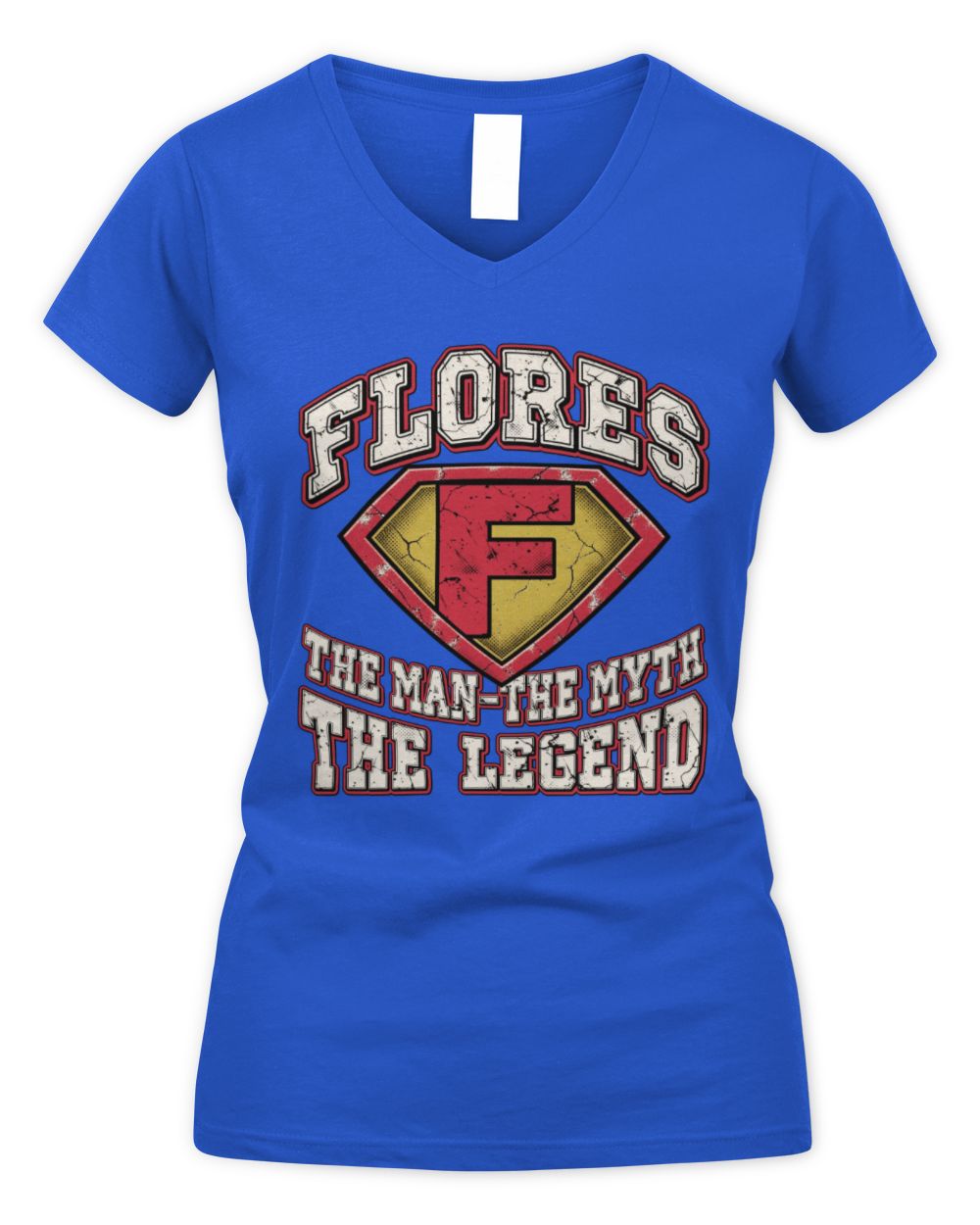 The Man The Myth The Legend Superman Graphic T-Shirt FLORES M1-74 / Women's V-Neck T-Shirt / royal