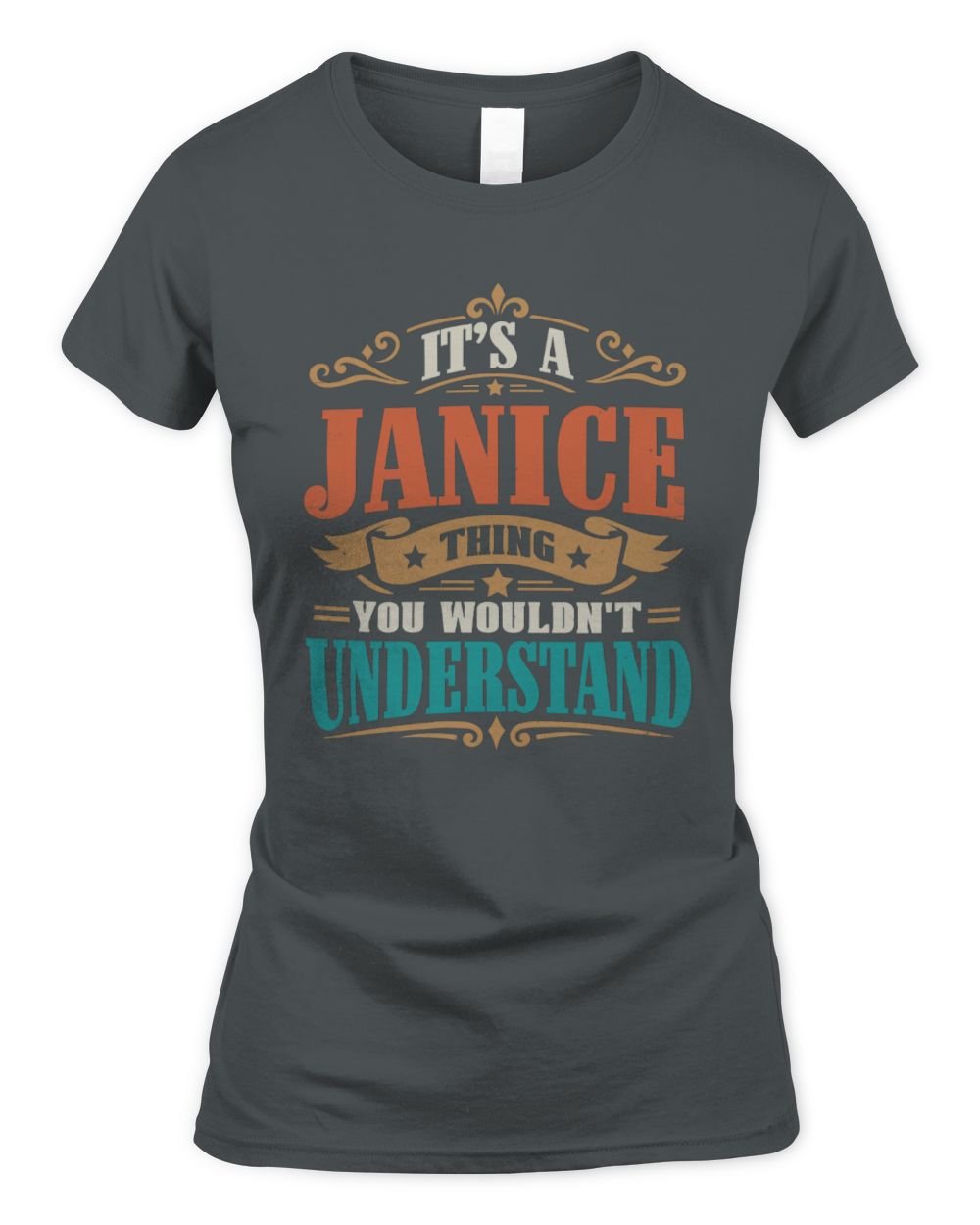 It’s a Name Thing Personalized Retro T-Shirt JANICE M1-47 / Women's Standard T-Shirt / charcoal