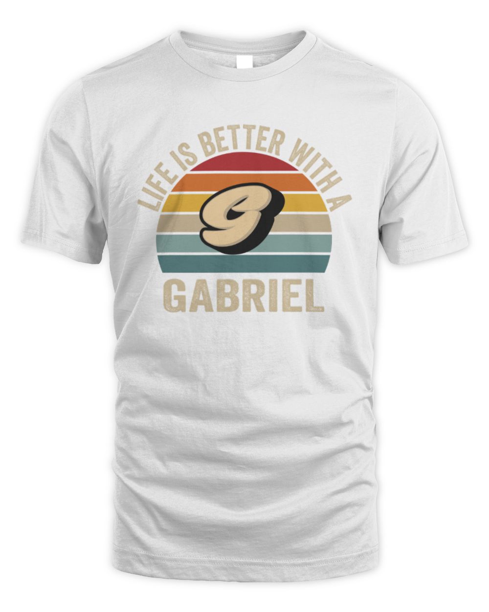 Life Is Better with Name Vintage Sun Shirt GABRIEL M1-50 / Unisex Standard T-Shirt / white