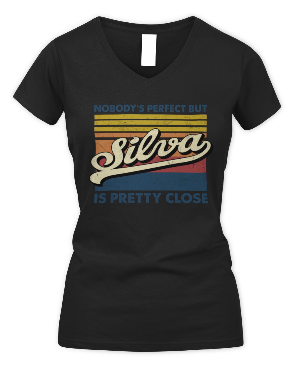 Nobody's Perfect But Your Name Is Pretty Close Retro Shirt SILVA M1-65 / Women's V-Neck T-Shirt / black