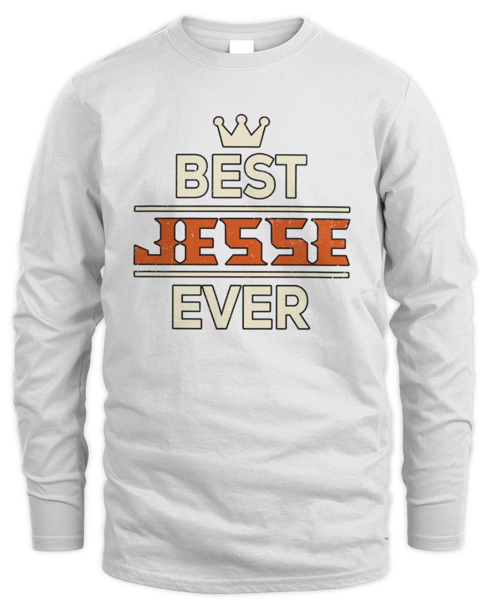 Best Your Name With Crown Shirt JESSE M1-59 / Men's Long Sleeved T-Shirt / white