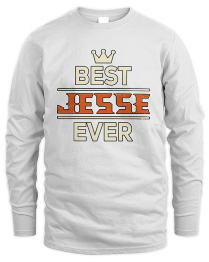 Best Your Name With Crown Shirt JESSE M1-59 / Men's Long Sleeved T-Shirt / white