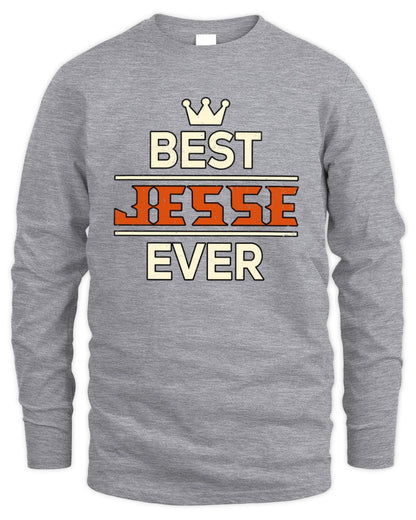 Best Your Name With Crown Shirt JESSE M1-59 / Men's Long Sleeved T-Shirt / sport grey