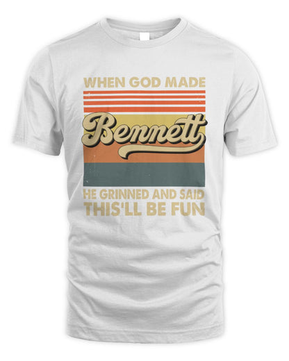 When God Made Your Name He Grinned Vintage T-Shirt BENNETT M1-55 / Unisex Standard T-Shirt / white