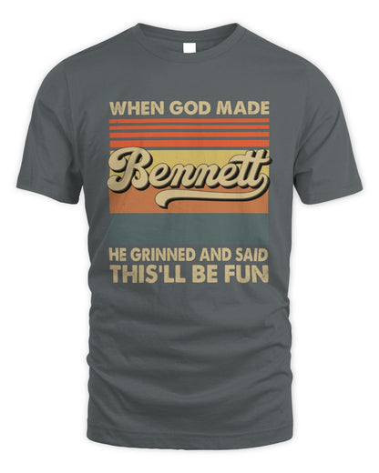 When God Made Your Name He Grinned Vintage T-Shirt BENNETT M1-55 / Unisex Standard T-Shirt / charcoal