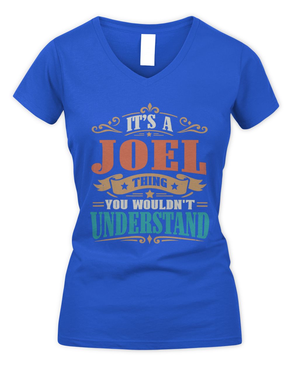 It’s a Name Thing Personalized Retro T-Shirt JOEL M1-47 / Women's V-Neck T-Shirt / royal