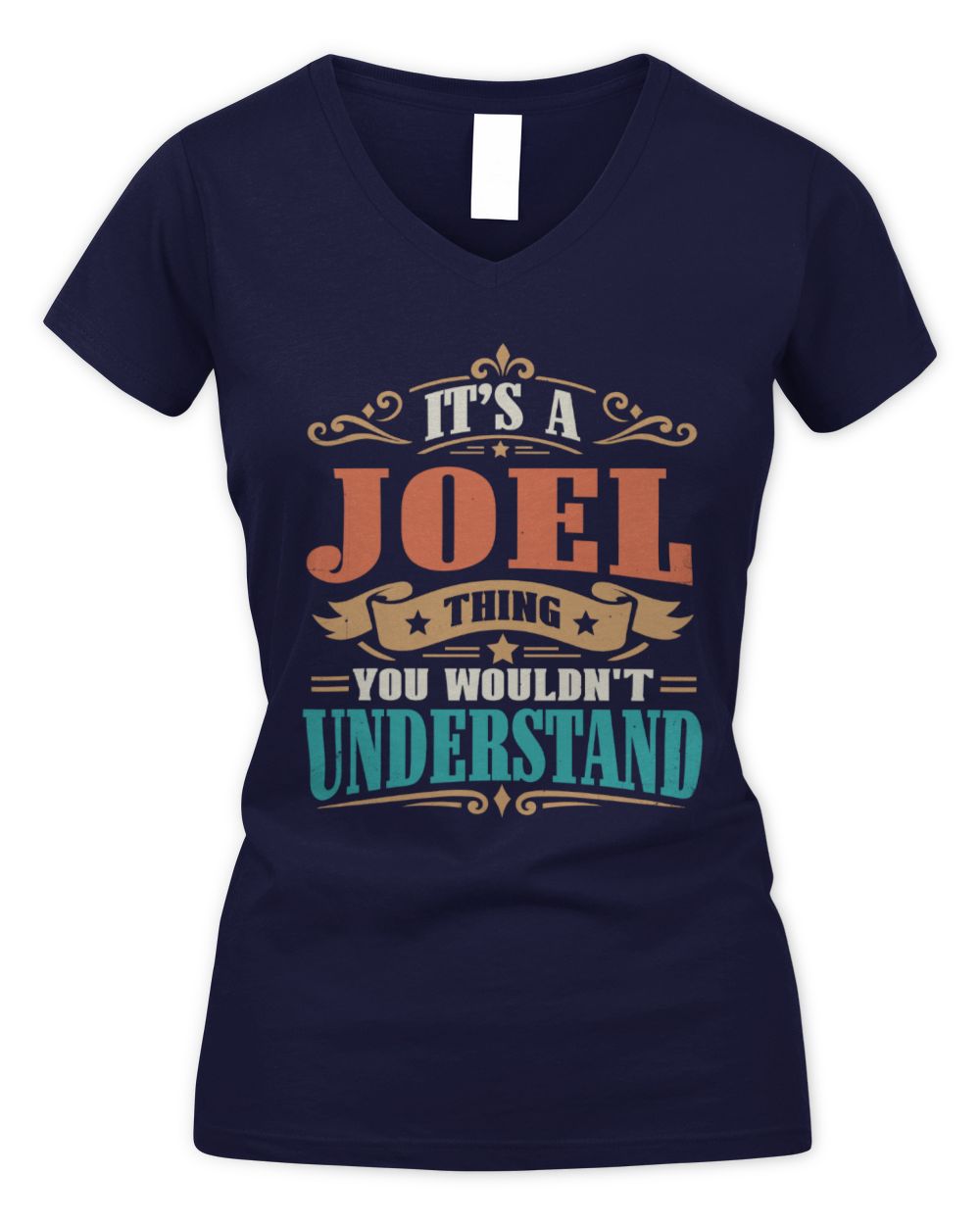 It’s a Name Thing Personalized Retro T-Shirt JOEL M1-47 / Women's V-Neck T-Shirt / navy