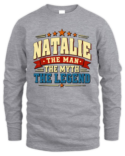 The Man The Myth The Legend Ribbon Vintage T-Shirt NATALIE M1-56 / Men's Long Sleeved T-Shirt / sport grey
