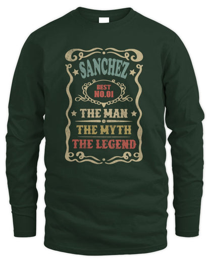 The Man The Myth The Legend Vintage Gold Wine Shirt SANCHEZ M1-52 / Men's Long Sleeved T-Shirt / forest green