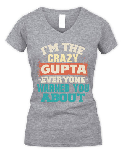 I'm the Crazy One Everyone Warned You About Retro Graphic T-Shirt GUPTA M1-70 / Women's V-Neck T-Shirt / sport grey