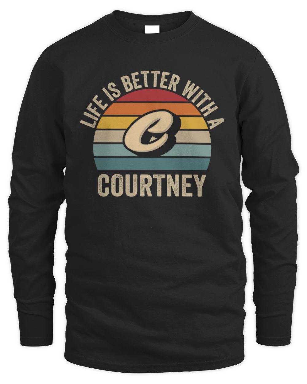 Life Is Better with Name Vintage Sun Shirt COURTNEY M1-50 / Men's Long Sleeved T-Shirt / black