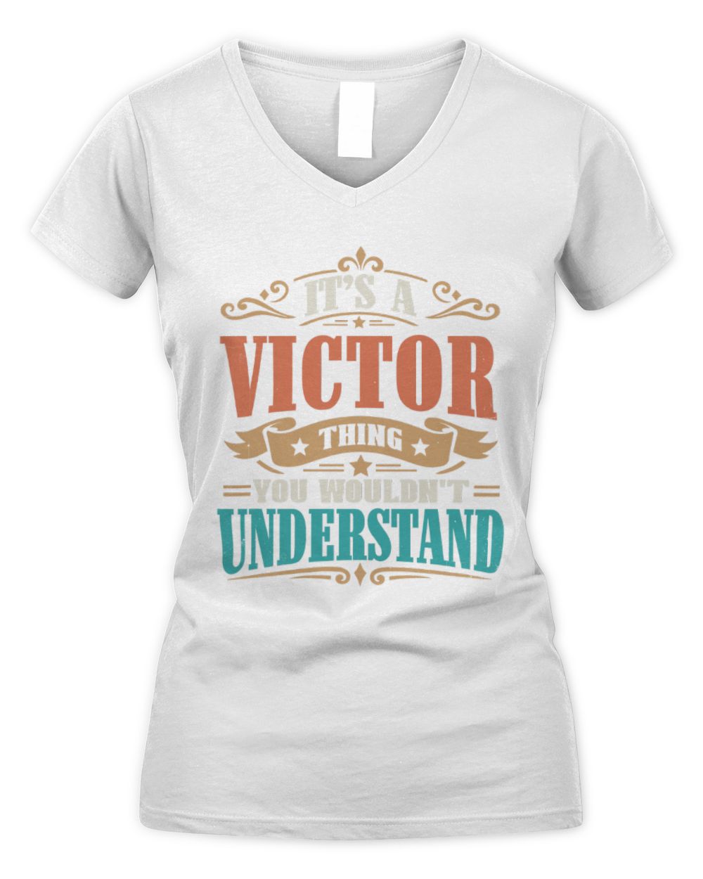 It’s a Name Thing Personalized Retro T-Shirt VICTOR M1-47 / Women's V-Neck T-Shirt / white