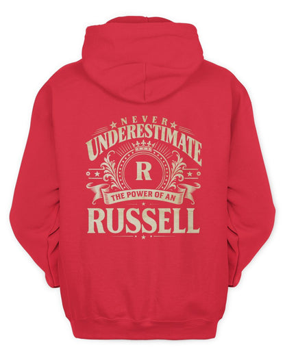 Never Underestimate Your Name Luxury Logo Shirt RUSSELL M1-63 / Unisex Hoodie / red