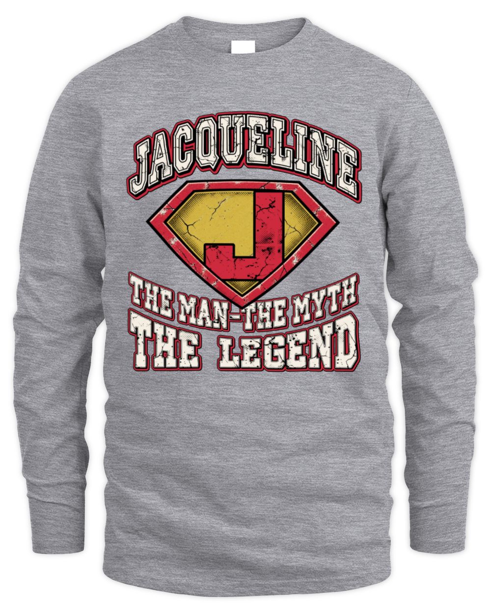 The Man The Myth The Legend Superman Graphic T-Shirt JACQUELINE M1-74 / Men's Long Sleeved T-Shirt / sport grey