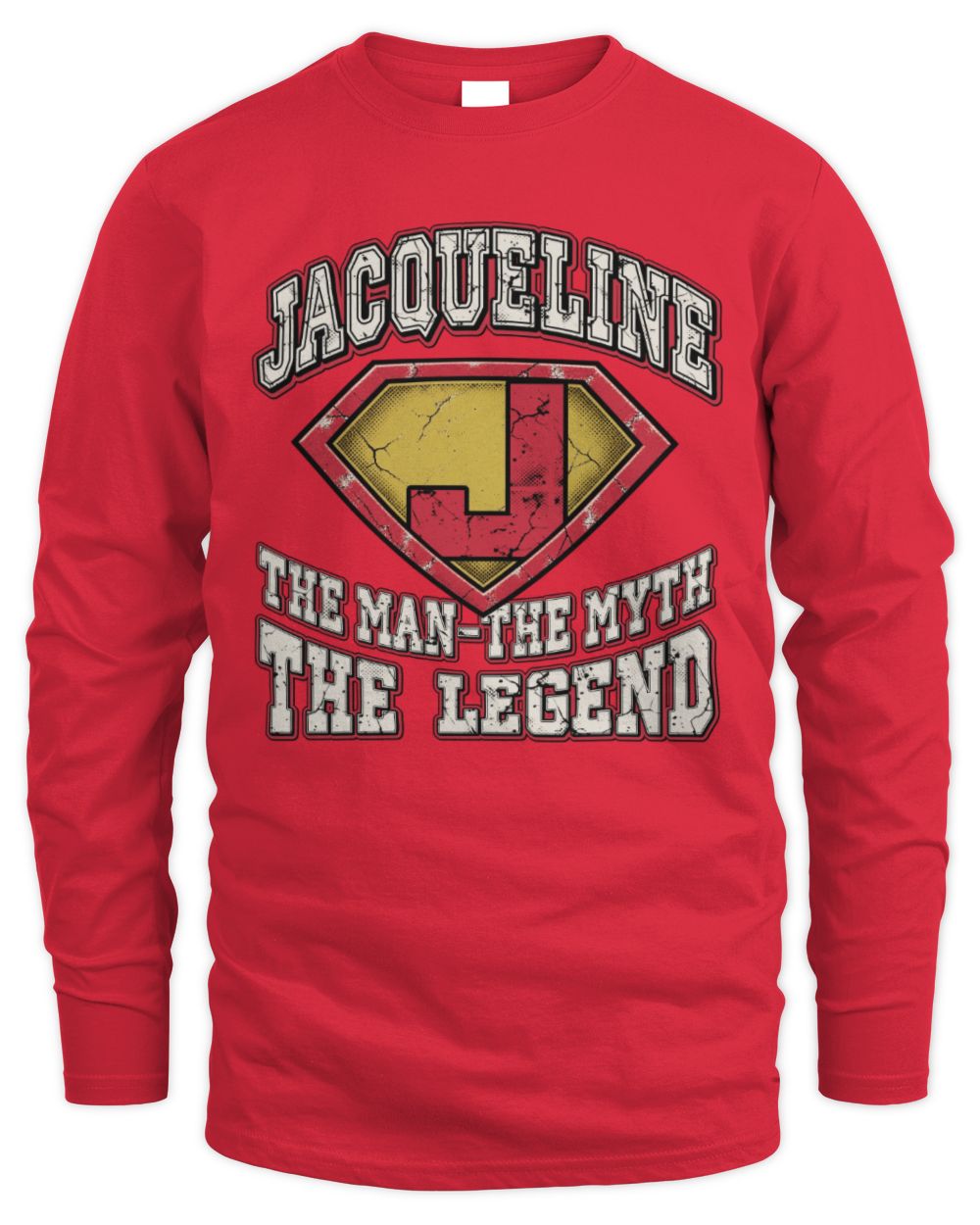 The Man The Myth The Legend Superman Graphic T-Shirt JACQUELINE M1-74 / Men's Long Sleeved T-Shirt / red