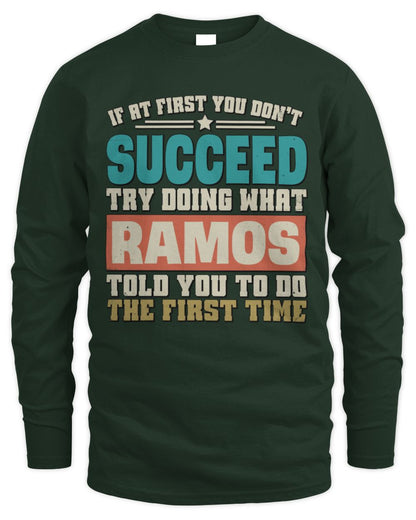 If at First You Don't Succeed Funny Vintage Shirt RAMOS M1-53 / Men's Long Sleeved T-Shirt / forest green