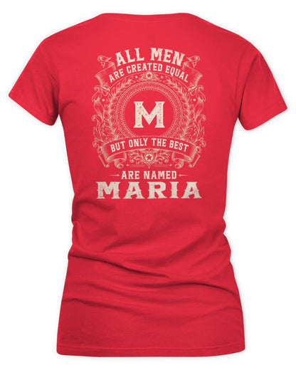 All Men Are Created Equal Cool Logo Shirt MARIA M1-60 / Women's V-Neck T-Shirt / red