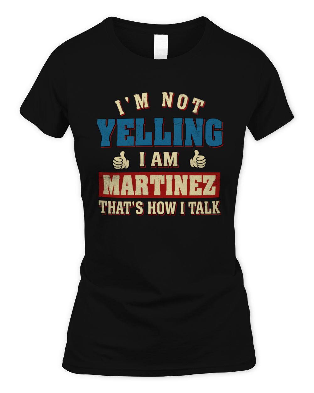 I'm Not Yelling I'm Name That's How I Talk Shirt MARTINEZ M1-67 / Women's Standard T-Shirt / black