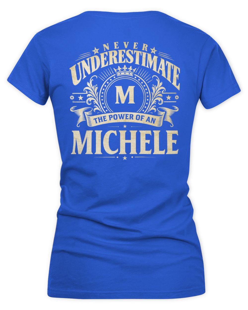Never Underestimate Your Name Luxury Logo Shirt MICHELE M1-63 / Women's V-Neck T-Shirt / royal