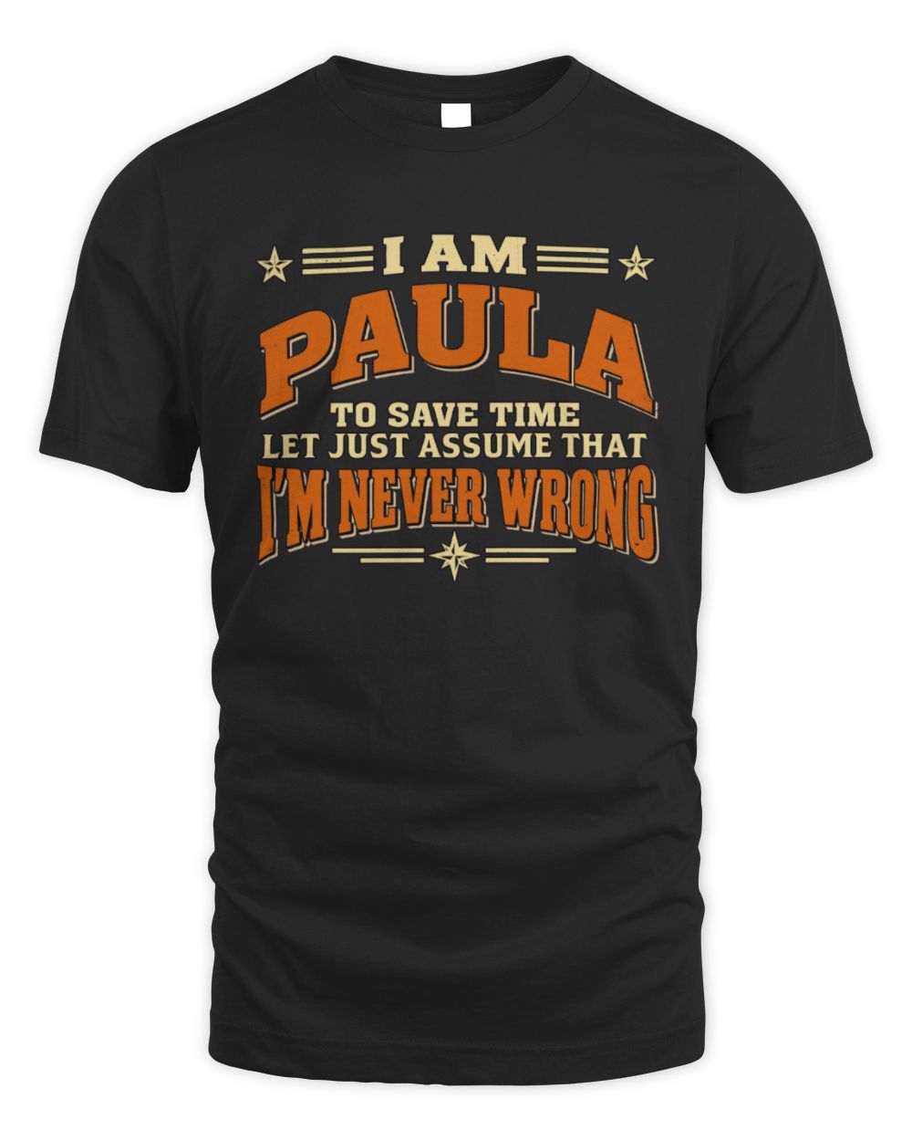I'm Name Let's Just Assume I'm Never Wrong Retro Shirt PAULA M1-64 / Unisex Standard T-Shirt / black