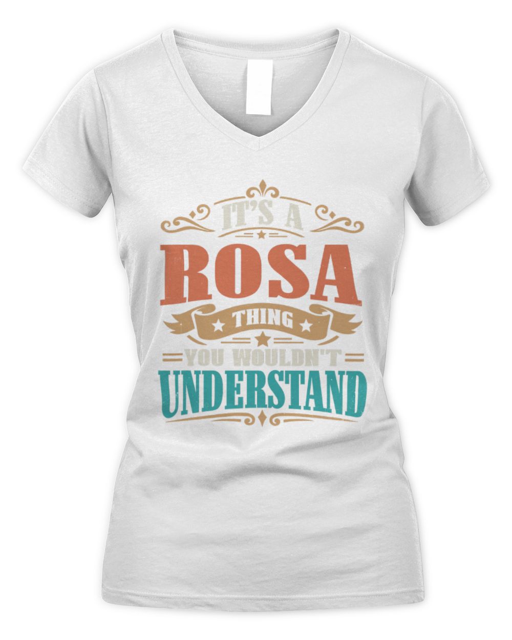 It’s a Name Thing Personalized Retro T-Shirt ROSA M1-47 / Women's V-Neck T-Shirt / white