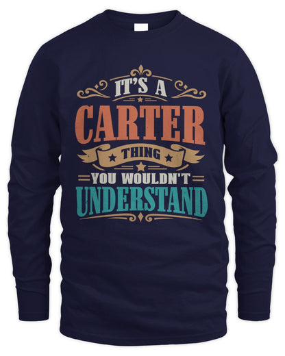 It’s a Name Thing Personalized Retro T-Shirt CARTER M1-47 / Men's Long Sleeved T-Shirt / navy