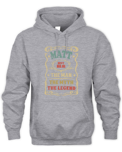 The Man The Myth The Legend Vintage Gold Wine Shirt MATT M1-52 / Unisex Hoodie / sport grey