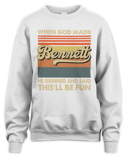 When God Made Your Name He Grinned Vintage T-Shirt BENNETT M1-55 / Unisex Sweatshirt / white