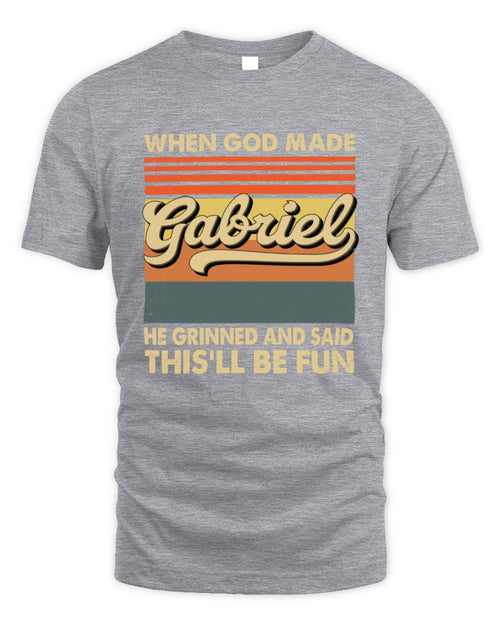 When God Made Your Name He Grinned Vintage T-Shirt GABRIEL M1-55 / Unisex Standard T-Shirt / sport grey