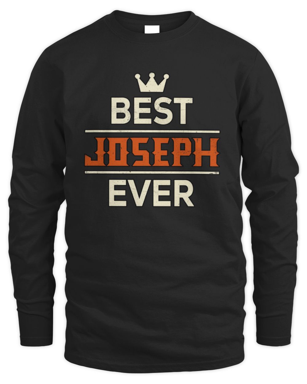 Best Your Name With Crown Shirt JOSEPH M1-59 / Men's Long Sleeved T-Shirt / black