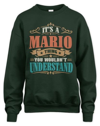 It’s a Name Thing Personalized Retro T-Shirt MARIO M1-47 / Unisex Sweatshirt / forest green