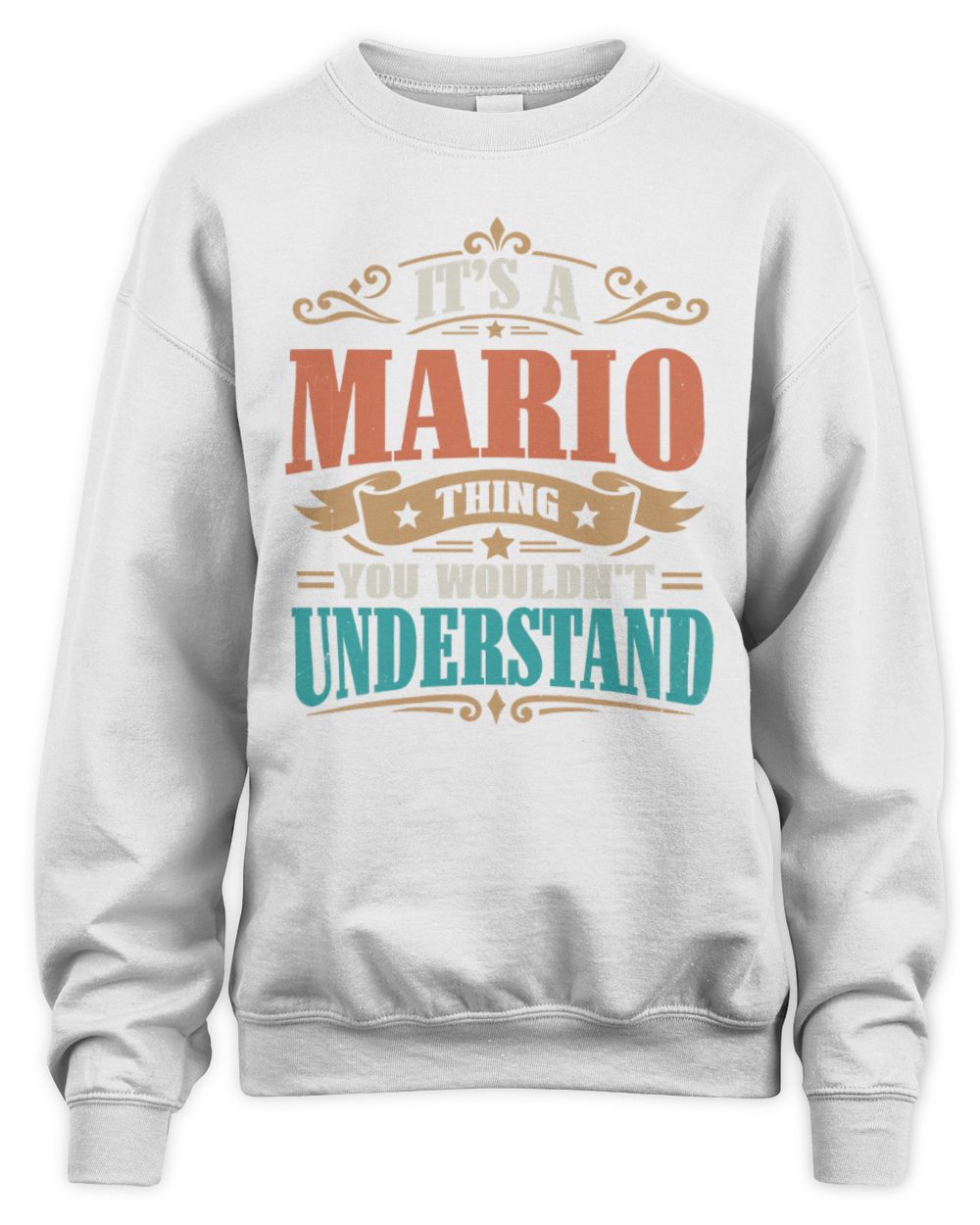 It’s a Name Thing Personalized Retro T-Shirt MARIO M1-47 / Unisex Sweatshirt / white