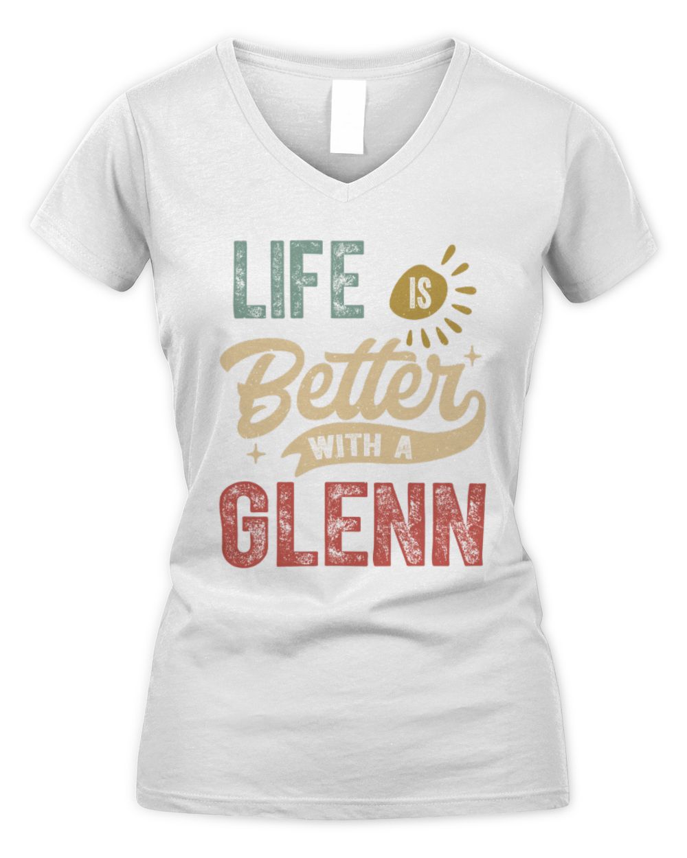 Life Is Better With a Name Personalized Retro T-Shirt GLENN-48 / Women's V-Neck T-Shirt / white