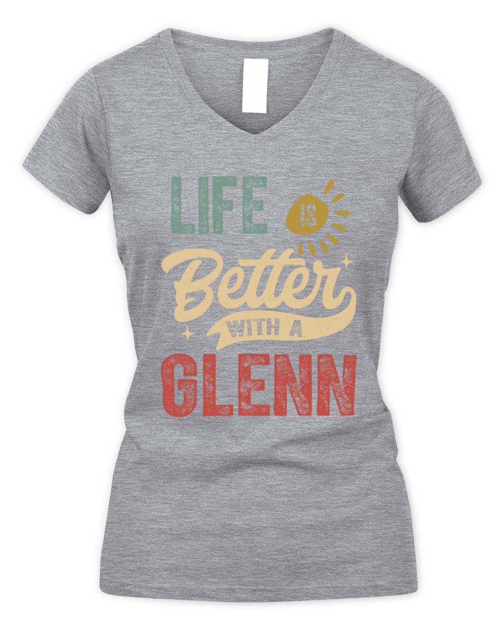 Life Is Better With a Name Personalized Retro T-Shirt GLENN-48 / Women's V-Neck T-Shirt / sport grey