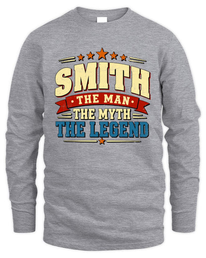 The Man The Myth The Legend Ribbon Vintage T-Shirt SMITH M1-56 / Men's Long Sleeved T-Shirt / sport grey