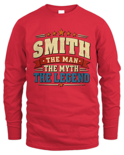 The Man The Myth The Legend Ribbon Vintage T-Shirt SMITH M1-56 / Men's Long Sleeved T-Shirt / red