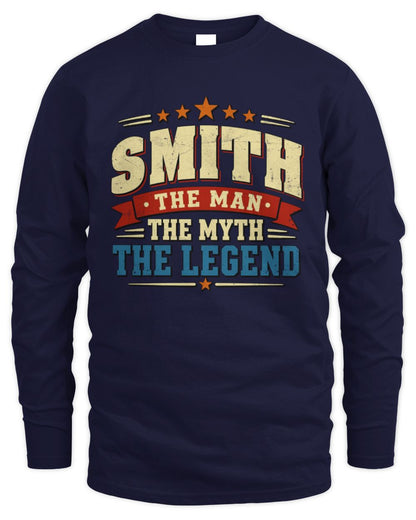The Man The Myth The Legend Ribbon Vintage T-Shirt SMITH M1-56 / Men's Long Sleeved T-Shirt / navy