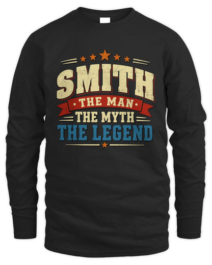 The Man The Myth The Legend Ribbon Vintage T-Shirt SMITH M1-56 / Men's Long Sleeved T-Shirt / black