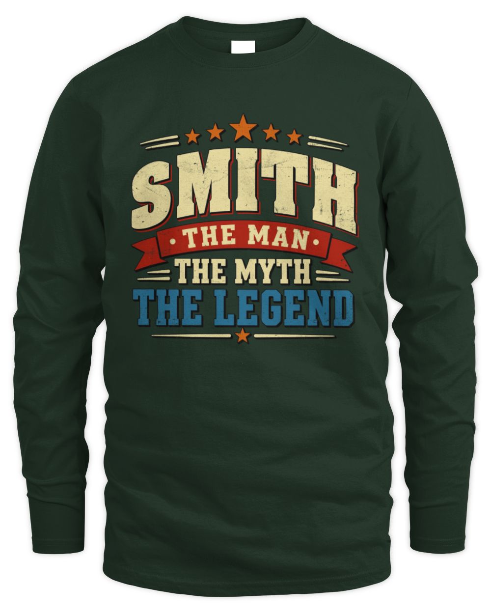 The Man The Myth The Legend Ribbon Vintage T-Shirt SMITH M1-56 / Men's Long Sleeved T-Shirt / forest green