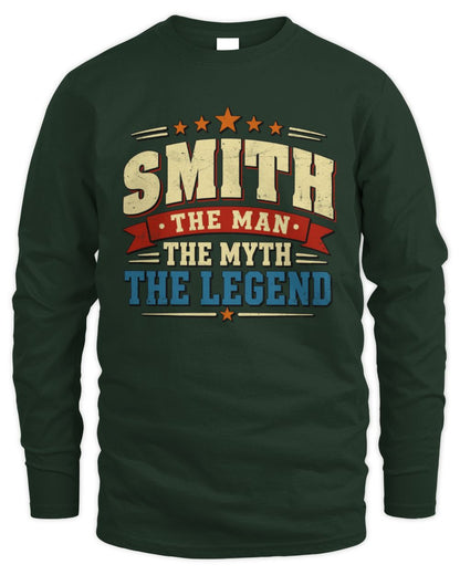 The Man The Myth The Legend Ribbon Vintage T-Shirt SMITH M1-56 / Men's Long Sleeved T-Shirt / forest green