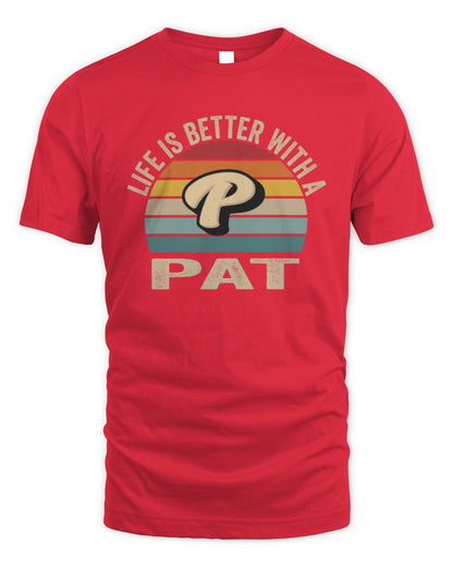 Life Is Better with Name Vintage Sun Shirt PAT M1-50 / Unisex Standard T-Shirt / red